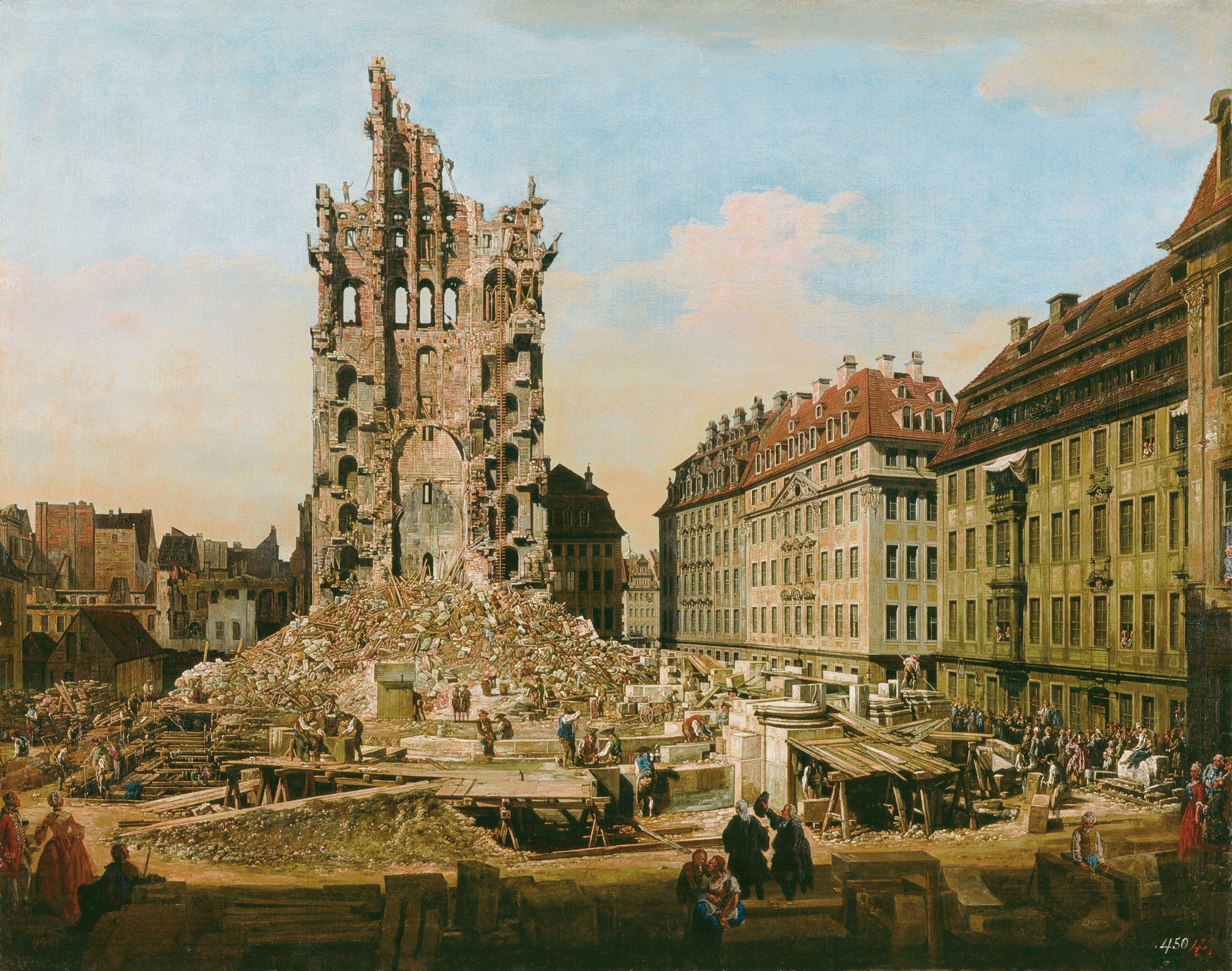 BELLOTTO, Bernardo, The Ruins of the Old Kreuzkirche, Dresden, &oacute;leo sobre tela/oil on canvas, 80x110cm, 1765