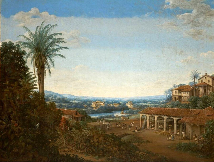 POST, Frans. Paisagem com planta&ccedil;&atilde;o (O Engenho), &oacute;leo sobre madeira/oil on wood, 71,5 X 91,5 cm, 1668