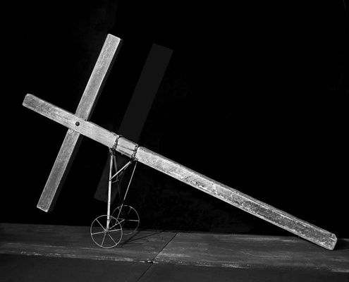 KANTOR, Tadeusz. A Funerary Vehicle (from "Wielopole, Wielopole").  metal, madeira, ferro, cabo/metal, wood, iron, cable, 1980