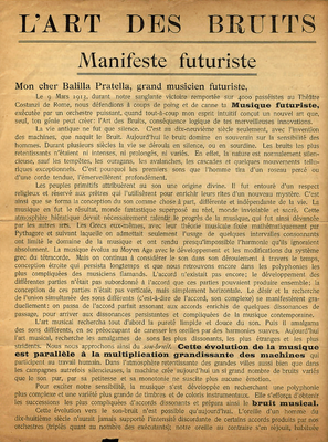 RUSSOLO, Luigi. L´Art des Bruits, Manifeste Futuriste, 1913. p.1